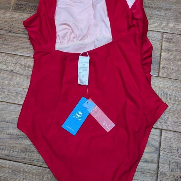 *NEW* (S) Cupshe Cherry Red One Piece Swimsuit - Picture 4 of 4
